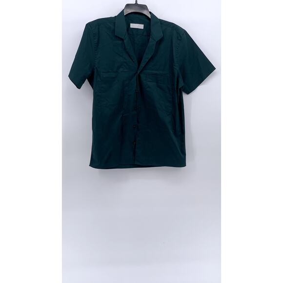 FASHION GALERIA Men's Dark Green Short Sleeve Button-Up Regular-Fit Shirt SZ M - Picture 1 of 8